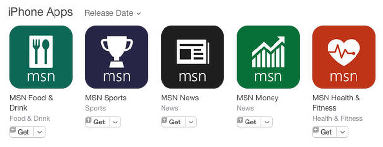 MSN apps in iOS App Store