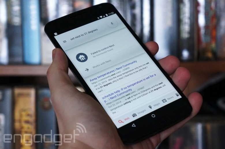 Trying a Nest command in Google Now