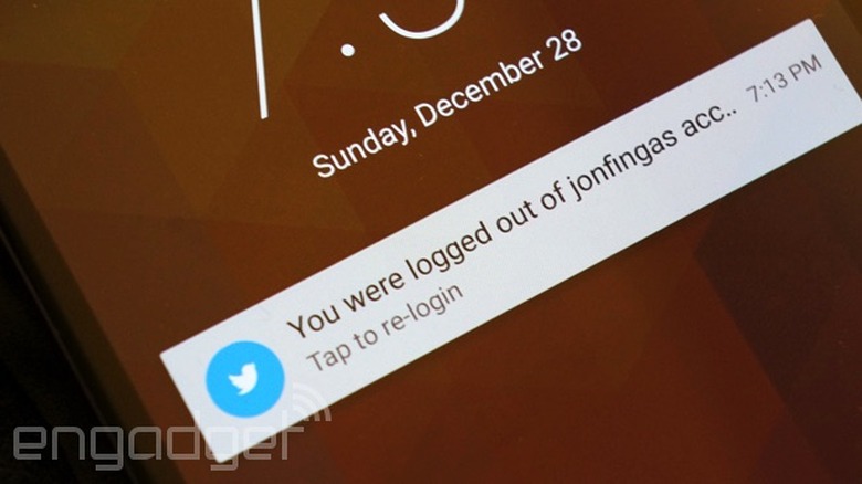 Twitter for Android shows a login error