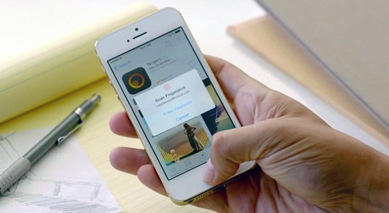 Touch ID fingerprint reading on an iPhone 5s