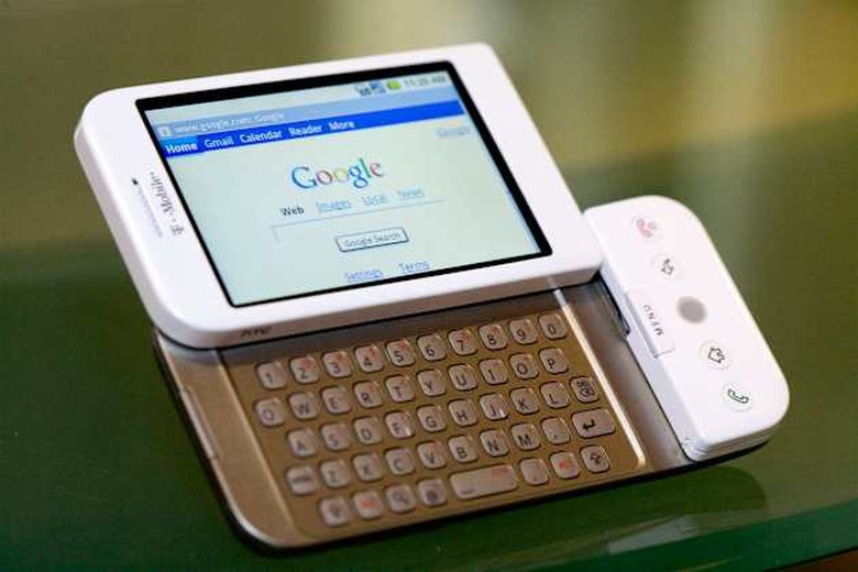 The HTC Corp. G1 mobile phone is displayed during its unveil