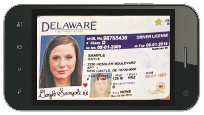 Delaware driver's license on a phone