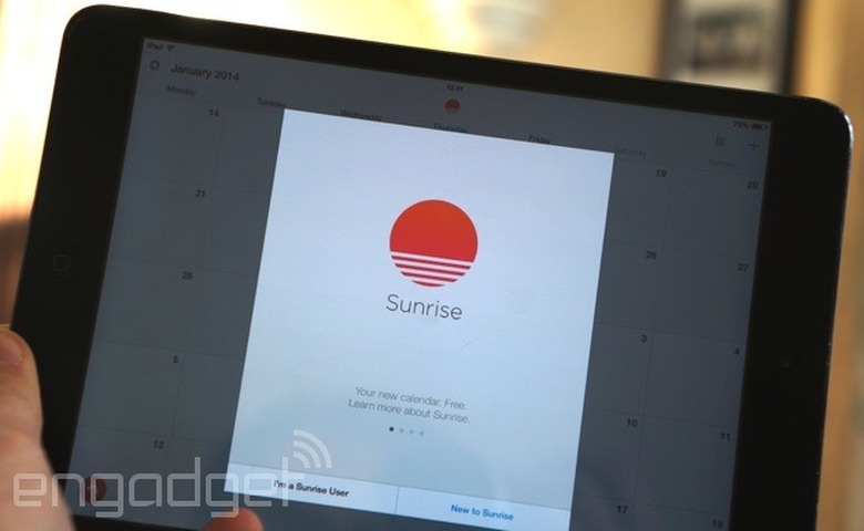 Sunrise Calendar on an iPad