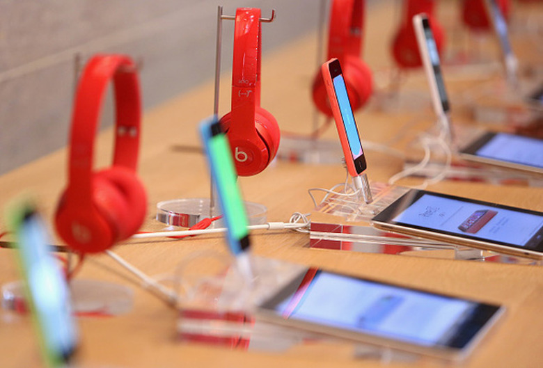 Beats headphones and the iPhone 5c in an Apple Store