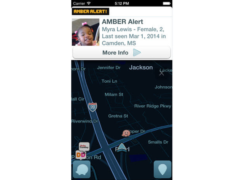 An AMBER alert in Waze