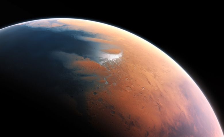 A rendition of what Mars would look like with an ocean
