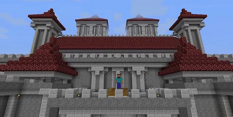 A castle in Minecraft