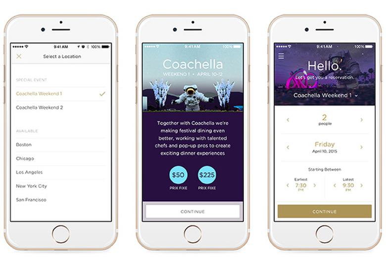 Reserve's food ordering at Coachella