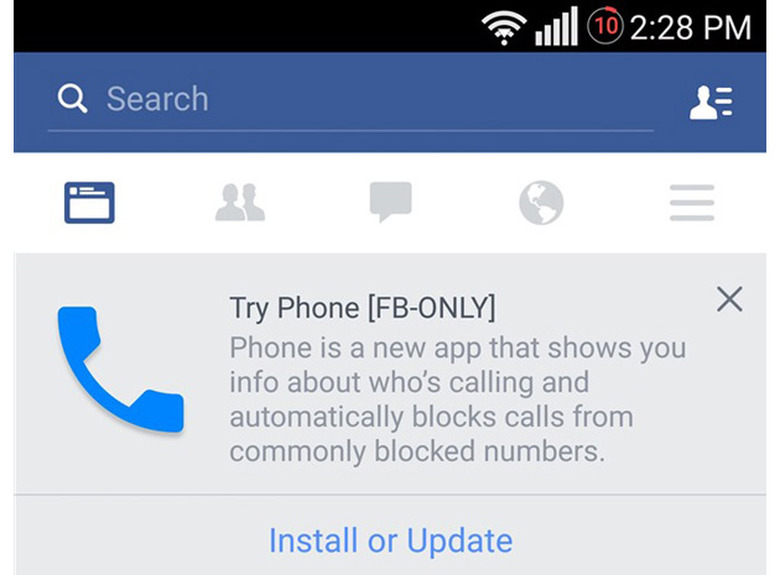 Facebook's phone app
