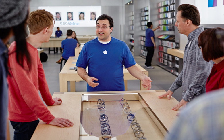 Apple Store worker extolling the virtues of the Watch