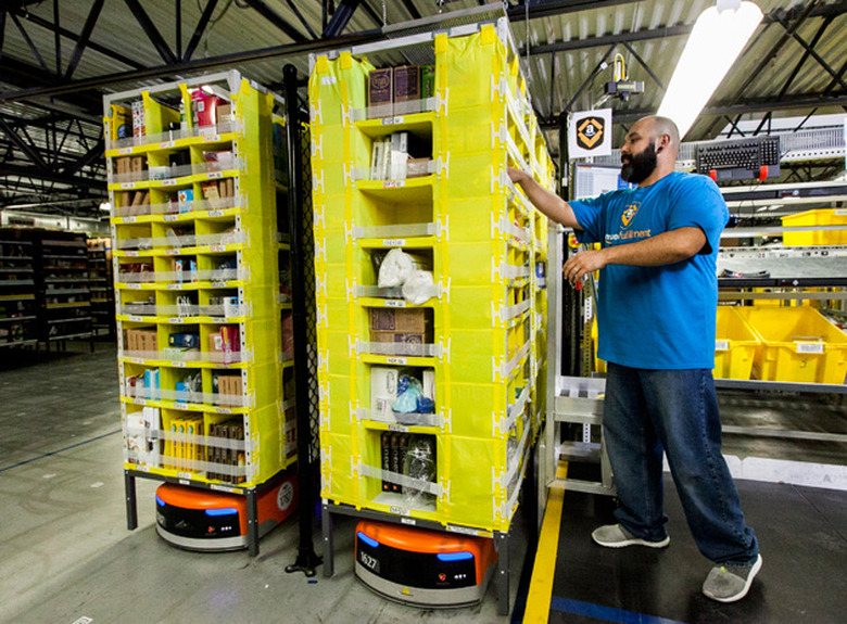 Amazon's robots in action at a warehouse