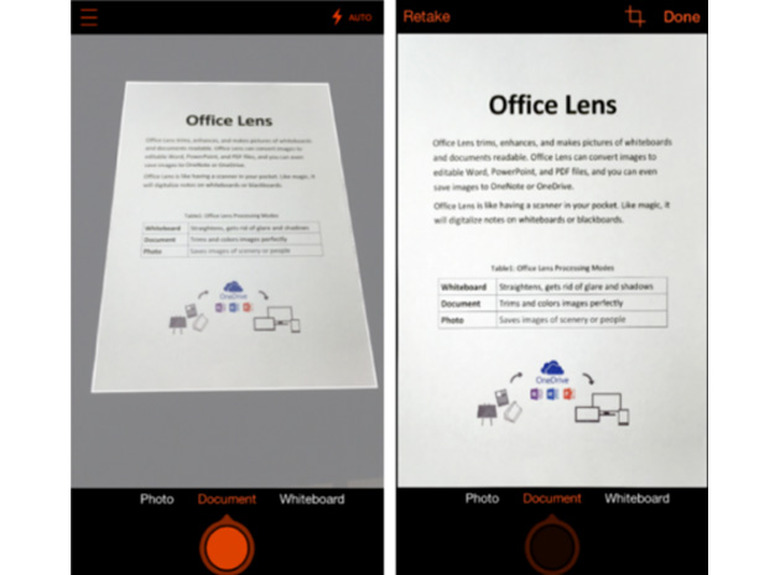 Microsoft Office Lens on an iPhone