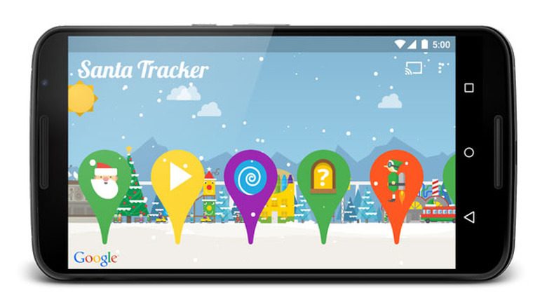 Google's Santa Tracker on a Nexus 6