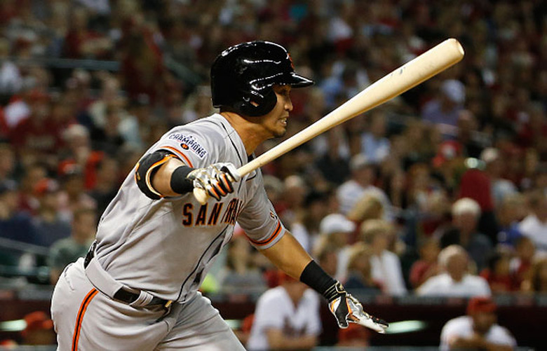 The San Francisco Giants' Norichika Aoki at bat