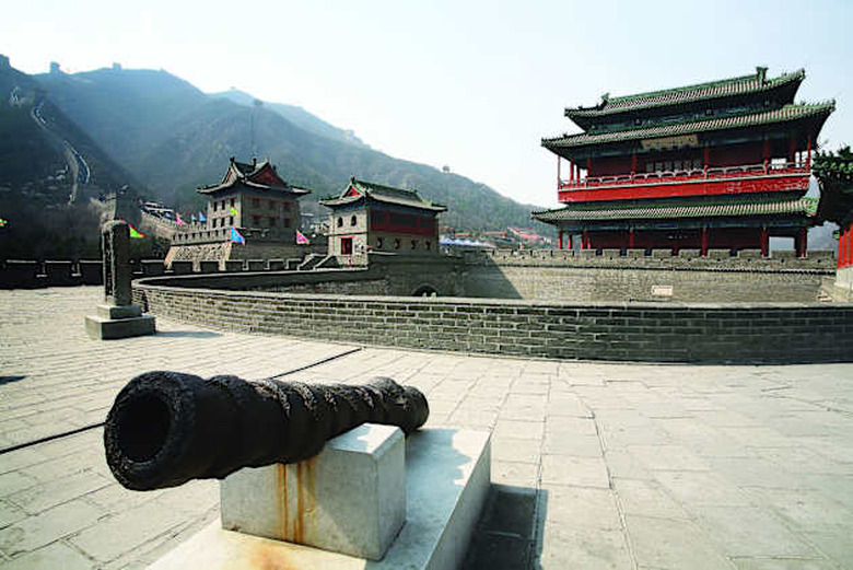 Rusty iron cannon on the platform of Juyongguan pass, Changping County, Beijing, China