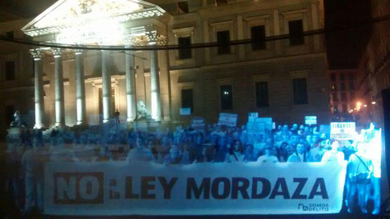 Holographic protesters in Spain