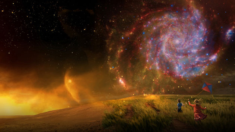 NASA art depicting everything from Earth to a distant galaxy