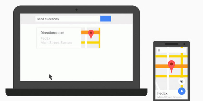Sending directins to a phone using Google search