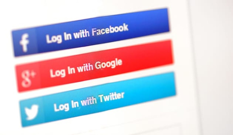 Galati, Romania, february 24, 2015: social media log in Facebook, Google+ and Twitter on desktop