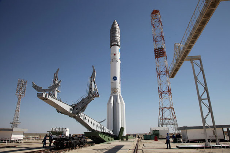 A Proton-M rocket on the launchpad