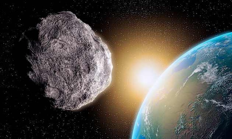 Near-Earth asteroid, computer artwork.