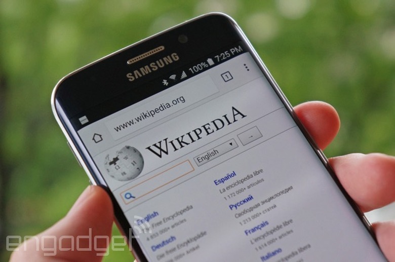 Wikipedia on a Galaxy S6 Edge
