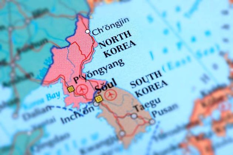 The two Koreas on a map
