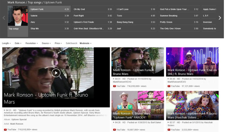 Bing's new video search in action