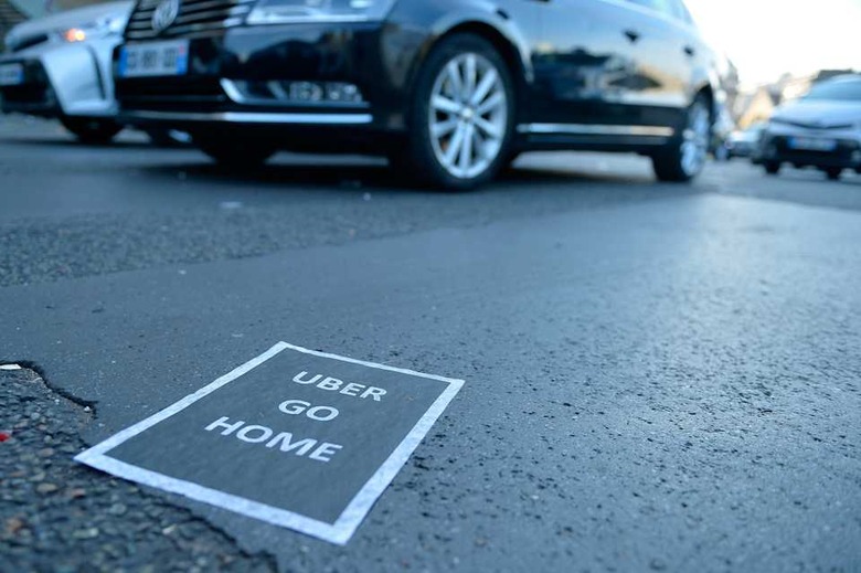 Taxis Demonstrate Against UberPOP In Paris