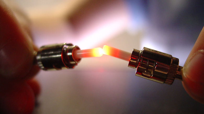 The ends of fiber optic cables