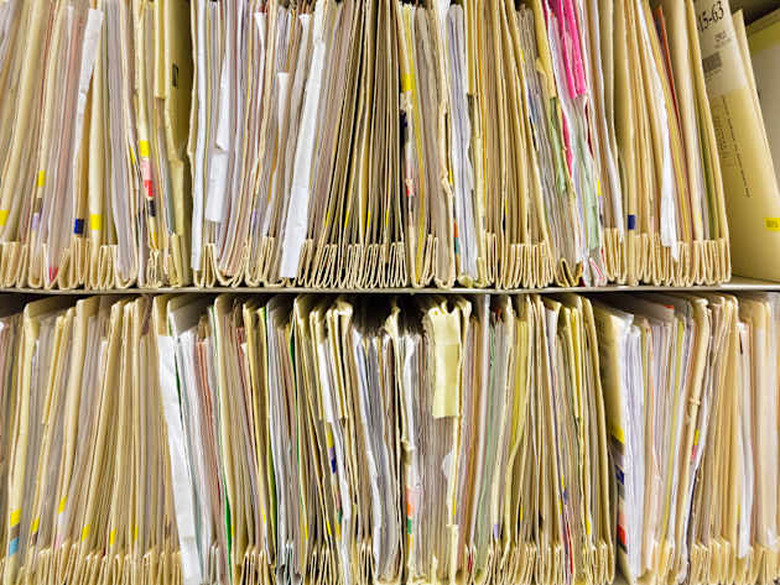 Paper files at a UK hospital