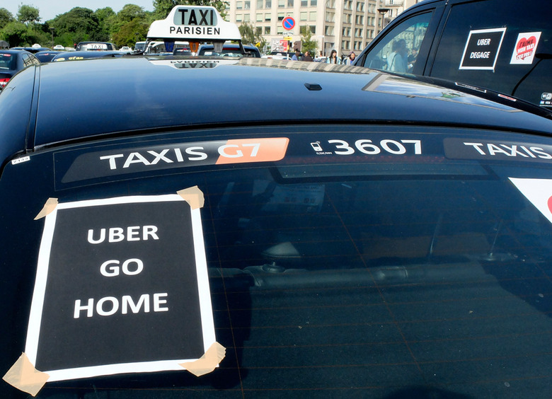 Taxis protest against Uber in Paris