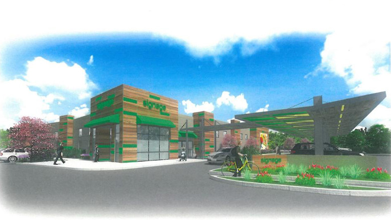 A drawing of a proposed grocery store that's likely from Amazon