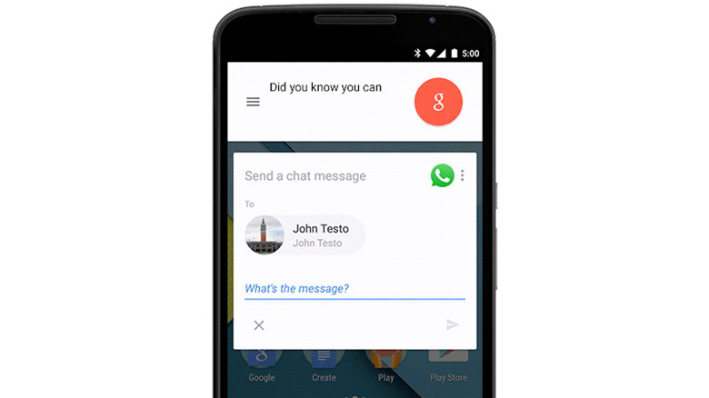 Dictating a WhatsApp message in Google's search box