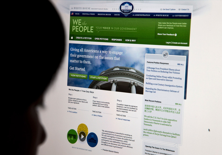 The 'We the People' website circa 2013