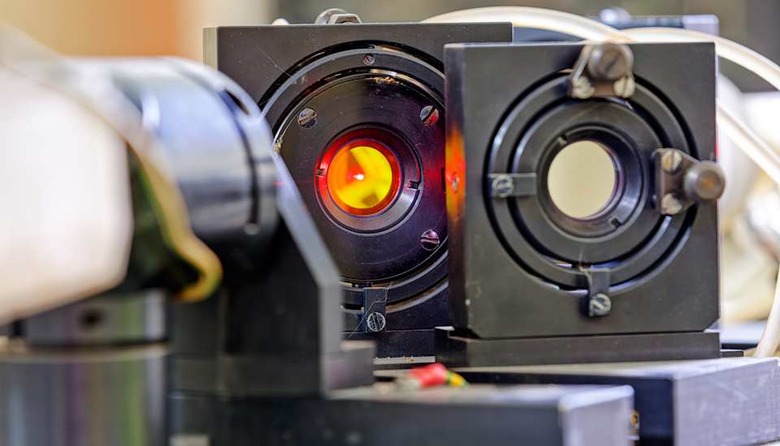 Red laser in laboratory