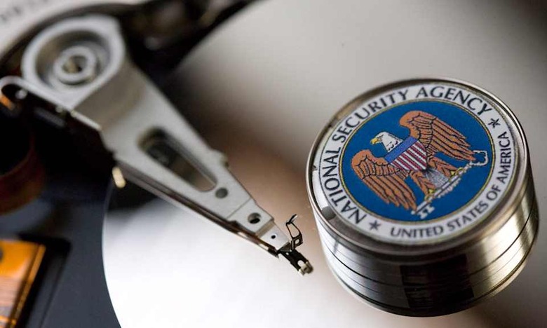 Symbol Photo Computer Hard Drive With NSA Logo.