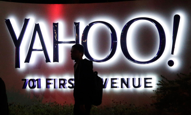 Yahoo's sign at night