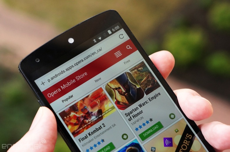 Opera's mobile store on a Nexus 5