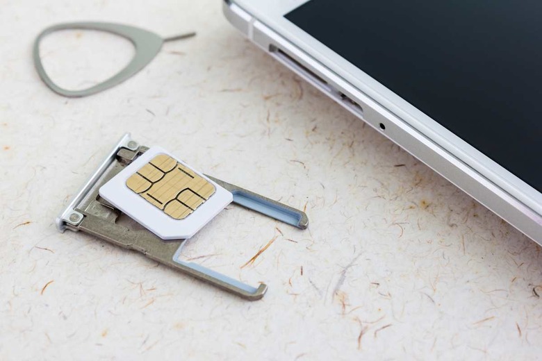 sim card with smartphone