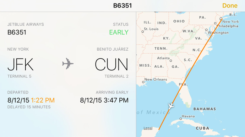iOS 9's flight tracking in action