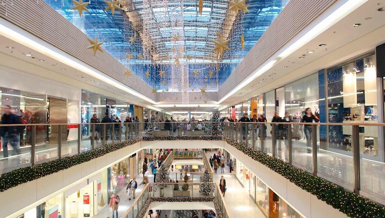 shopping center decorated with...