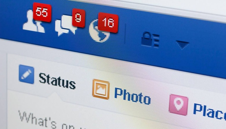 KIEV, UKRAINE - June 8: Facebook web page closeup with notifications of new friends request and messages, and blank status line,