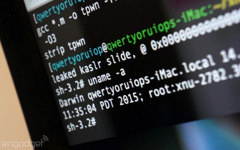 The 'tpwn' exploit in a Mac's command-line terminal