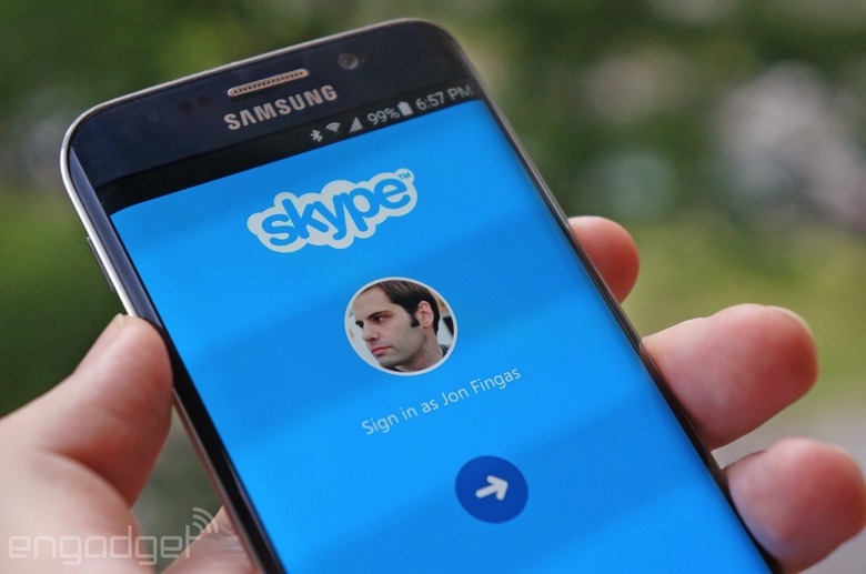 Signing into Skype for Android