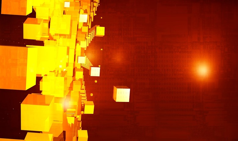 Series of yellow cubes representing ideas about quantum computing.