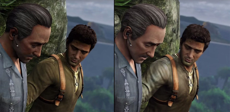 'Uncharted' on the PS4 (left) and PS3 (right)