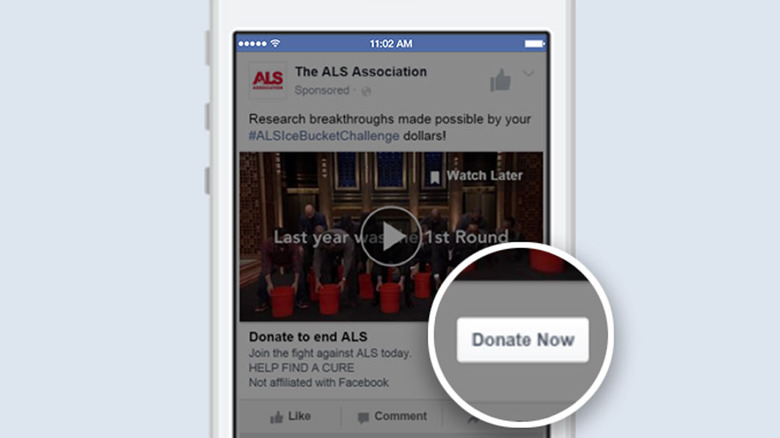 Facebook's Donate Now button