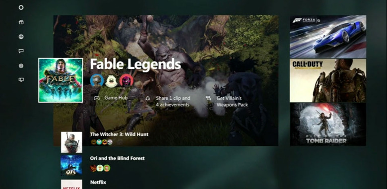 The new Xbox One interface circa late 2015