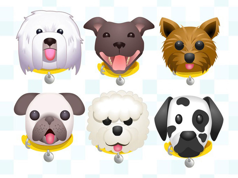 Some of the characters in the Dogs Trust emoji keyboard
